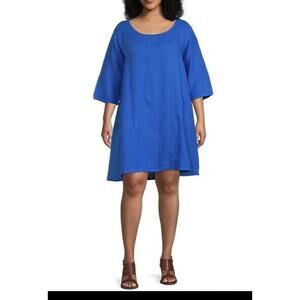 Bryn Walker Womens Royal Blue 100% Linen Paros Hopper Dress Medium